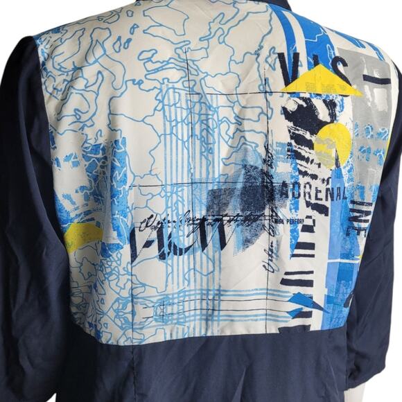 W India Abstract Graphic Maxi Tunic Dress Sz 14 Blue Yellow Inspirational Words - Picture 4 of 10